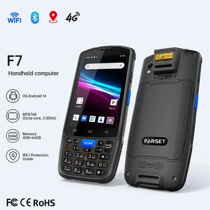 F7 Android 14 Handheld PDA Barcode Scanner