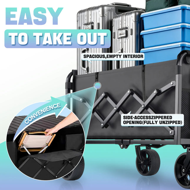 Collapsible Camping Wagon with Table & Swivel Wheels