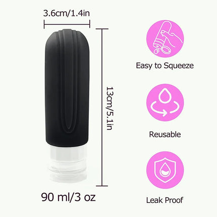 4-Piece 3 oz Silicone Travel Bottle Set