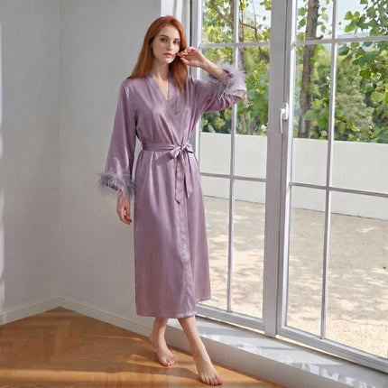 Women’s Acetate V-Neck Color-Block Robe