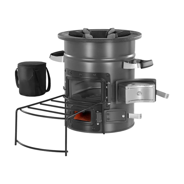 Foldable Double-Door Wood-Burning Rocket Stove