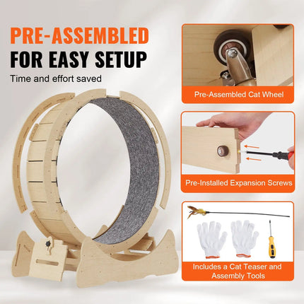 QuietStride Wooden Cat Exercise Wheel