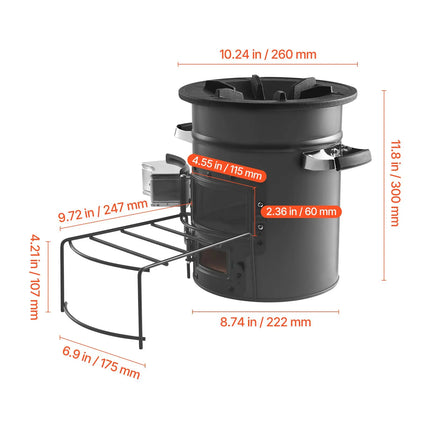 Foldable Double-Door Wood-Burning Rocket Stove