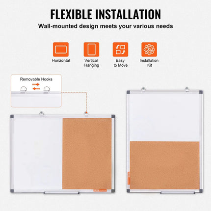 24 × 18-Inch Whiteboard and Cork Board Combo