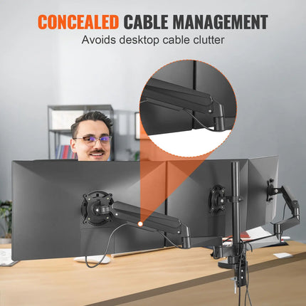Triple Gas-Spring Monitor Mount for 13–27-Inch Screens