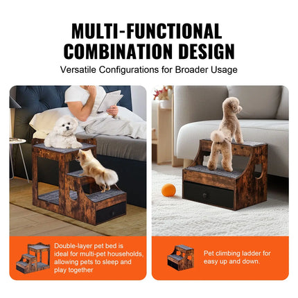 Pet Bunk Bed with Stairs, Storage, and Window Perch
