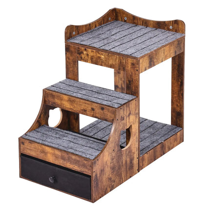 Pet Bunk Bed with Stairs, Storage, and Window Perch