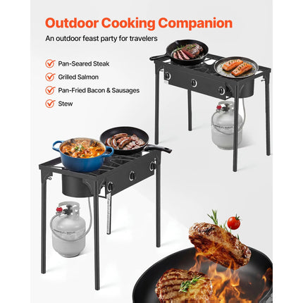 3-Burner Propane Camping Stove – 225,000 BTU