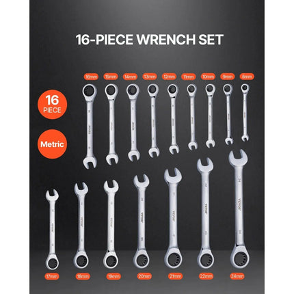 16-Piece Metric Combination Wrench Set