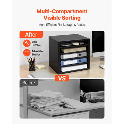 5-Compartment Adjustable Wooden Mail Sorter
