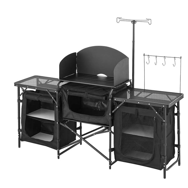 Portable Aluminum Camping Kitchen with 3 Cupboards