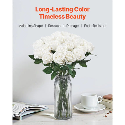 Artificial White Rose Bouquet — 60-Piece Set