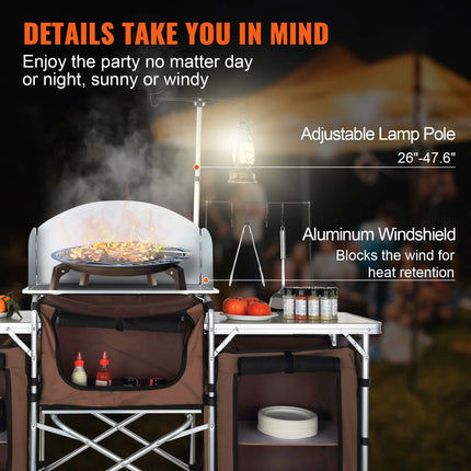 Aluminum Camping Cook Station with 3 Cupboards