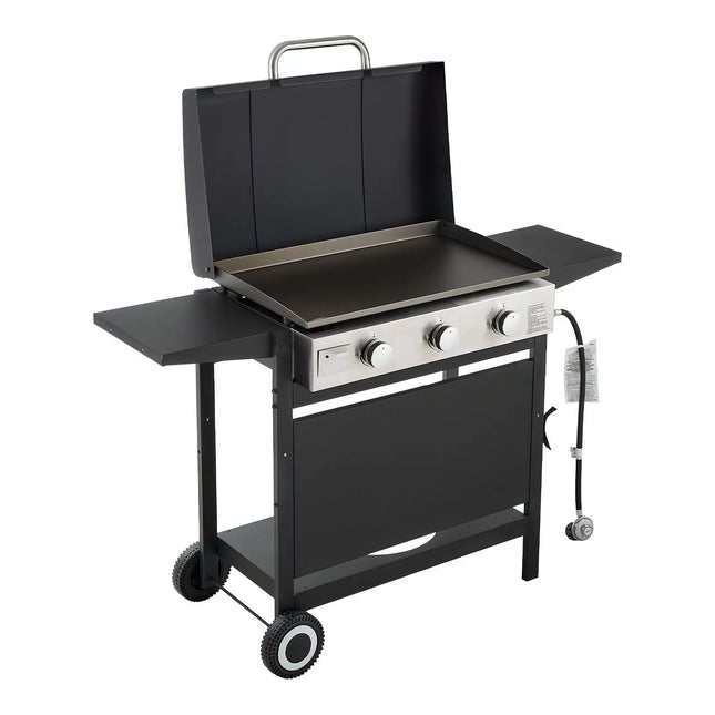 3-Burner Propane Griddle with Lid & Wheels