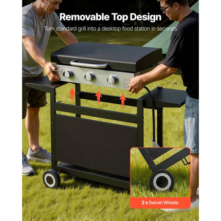3-Burner Propane Griddle with Lid & Wheels