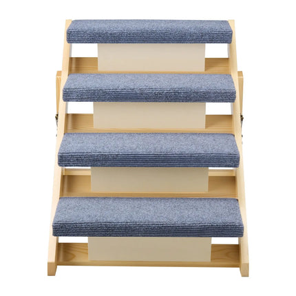 Foldable 4-Step Wooden Pet Stairs – 150 lb Capacity