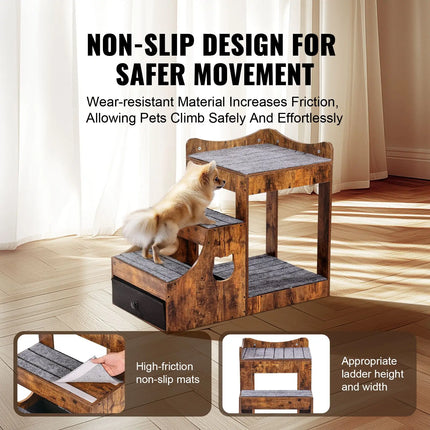 Pet Bunk Bed with Stairs, Storage, and Window Perch