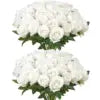 Artificial White Rose Bouquet — 60-Piece Set