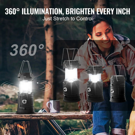 Solar USB-Rechargeable Collapsible Lanterns — 4-Pack