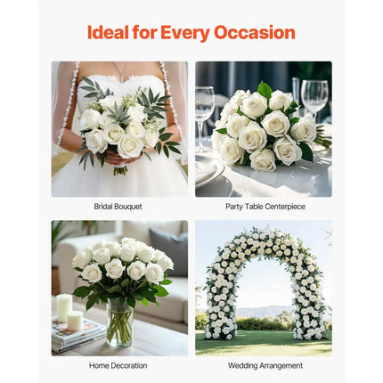 Artificial White Rose Bouquet — 60-Piece Set