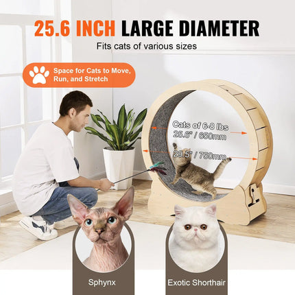 QuietStride Wooden Cat Exercise Wheel