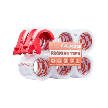 Clear Packing Tape with Dispenser — 12 Rolls