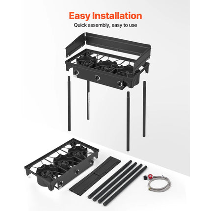 3-Burner Propane Camping Stove – 225,000 BTU