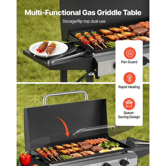 29-Inch 4-Burner Propane Griddle with Lid & Wheels