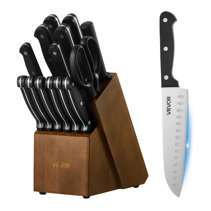VEVOR 15-Piece Kitchen Knife Block Se