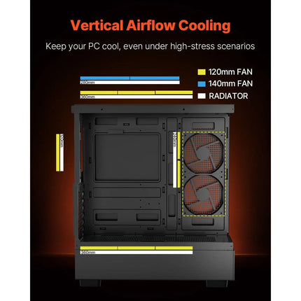 Mid-Tower ATX Gaming PC Case with Six ARGB Fans