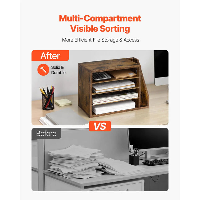 4-Compartment Wooden Mail and Literature Sorter