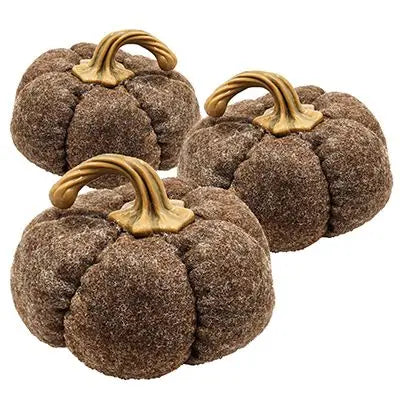 Brown Pumpkin Ornaments — Set of 3