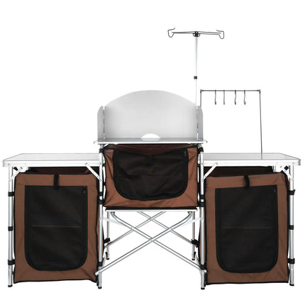 Aluminum Camping Cook Station with 3 Cupboards