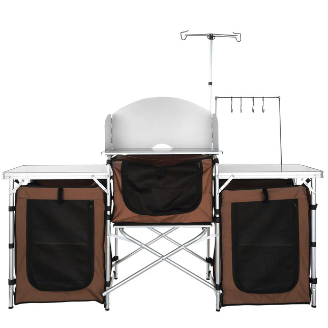 Aluminum Camping Cook Station with 3 Cupboards