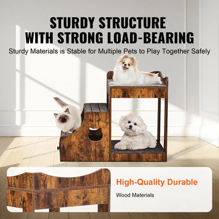 Pet Bunk Bed with Stairs, Storage, and Window Perch