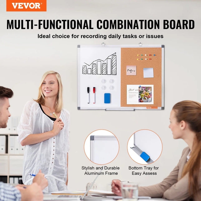24 × 18-Inch Whiteboard and Cork Board Combo