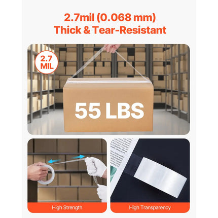 Clear Packing Tape with Dispenser — 12 Rolls