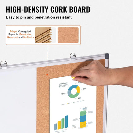 24 × 18-Inch Whiteboard and Cork Board Combo