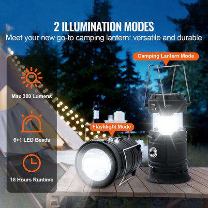 Solar USB-Rechargeable Collapsible Lanterns — 4-Pack