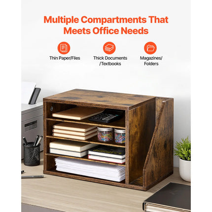 4-Compartment Wooden Mail and Literature Sorter