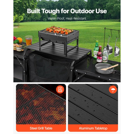 Portable Aluminum Camping Kitchen with 3 Cupboards