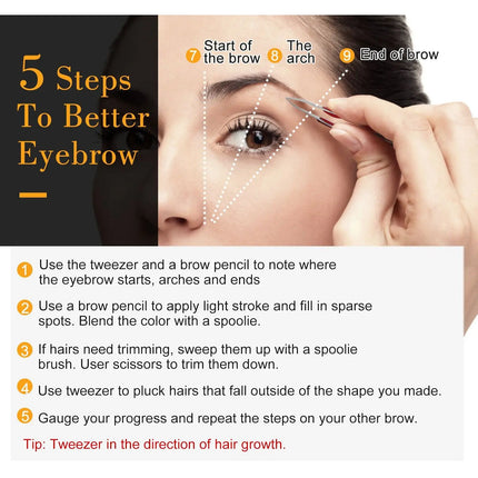 LED-Lighted Stainless Steel Eyebrow Tweezers