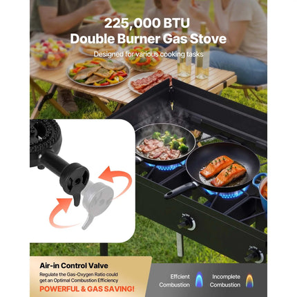 3-Burner Propane Camping Stove – 225,000 BTU