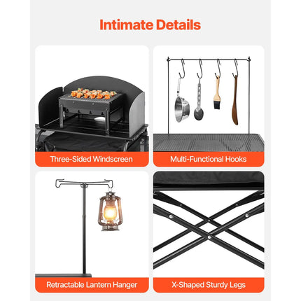Portable Aluminum Camping Kitchen with 3 Cupboards