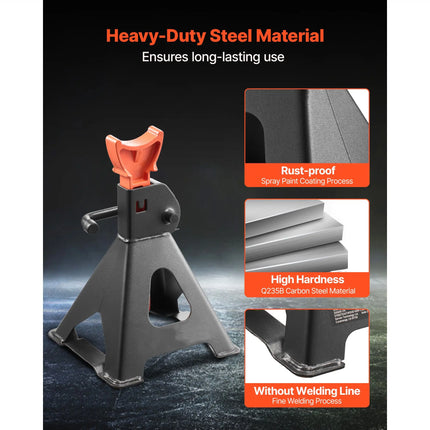 3-Ton Adjustable Steel Jack Stands
