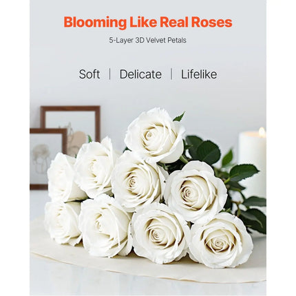 Artificial White Rose Bouquet — 60-Piece Set