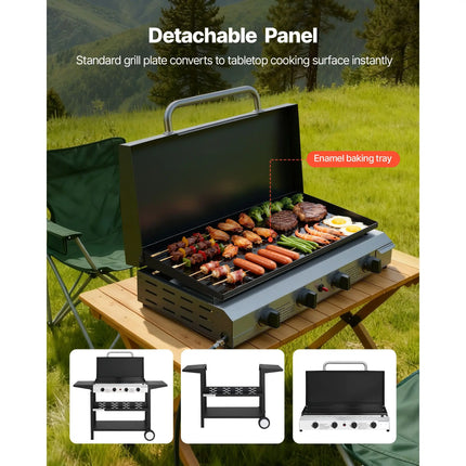 29-Inch 4-Burner Propane Griddle with Lid & Wheels