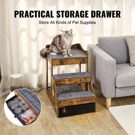 Pet Bunk Bed with Stairs, Storage, and Window Perch
