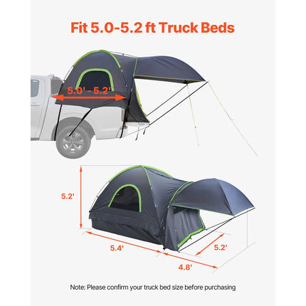 2–3 Person Truck Bed Tent for 5.0–5.2 ft Pickups